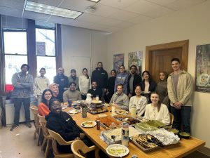 Lunch break during lab clean-up